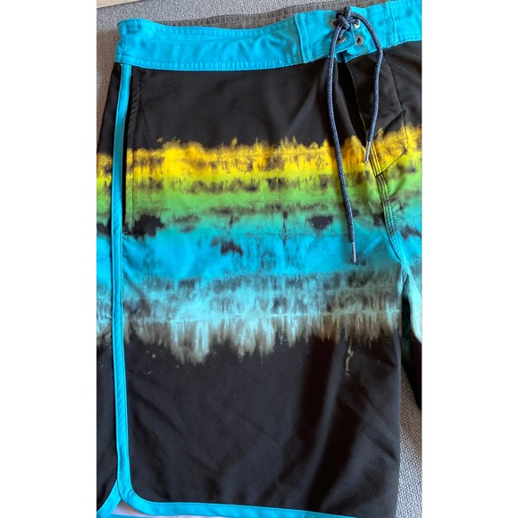 O'Neill Cruzers Mens swim short size 34 black turquoise yellow pockets swimtrunk - Picture 3 of 10